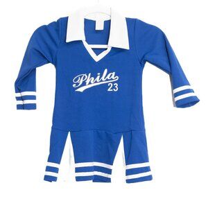 Phila 23 Blue Size 4 Cheerleader Costume Dress W/ White Accents & Collared V-Nec